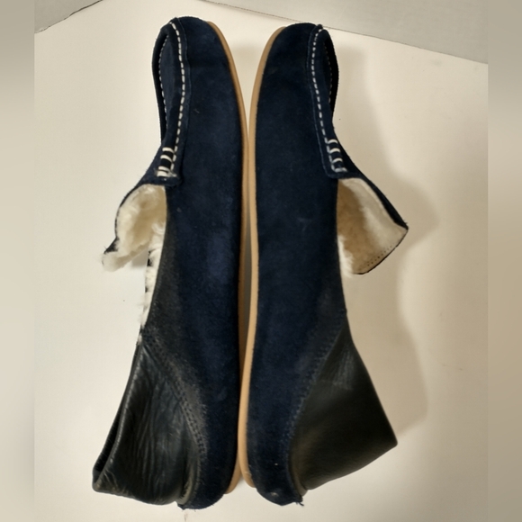 G.Brown Men\'s Leather And Suede Slippers, Blue, Men\'s Size 9, Shearling‎ Lined